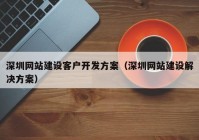 深圳网站建设客户开发方案（深圳网站建设解决方案）